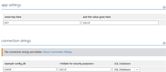 Copying settings to an Azure Website